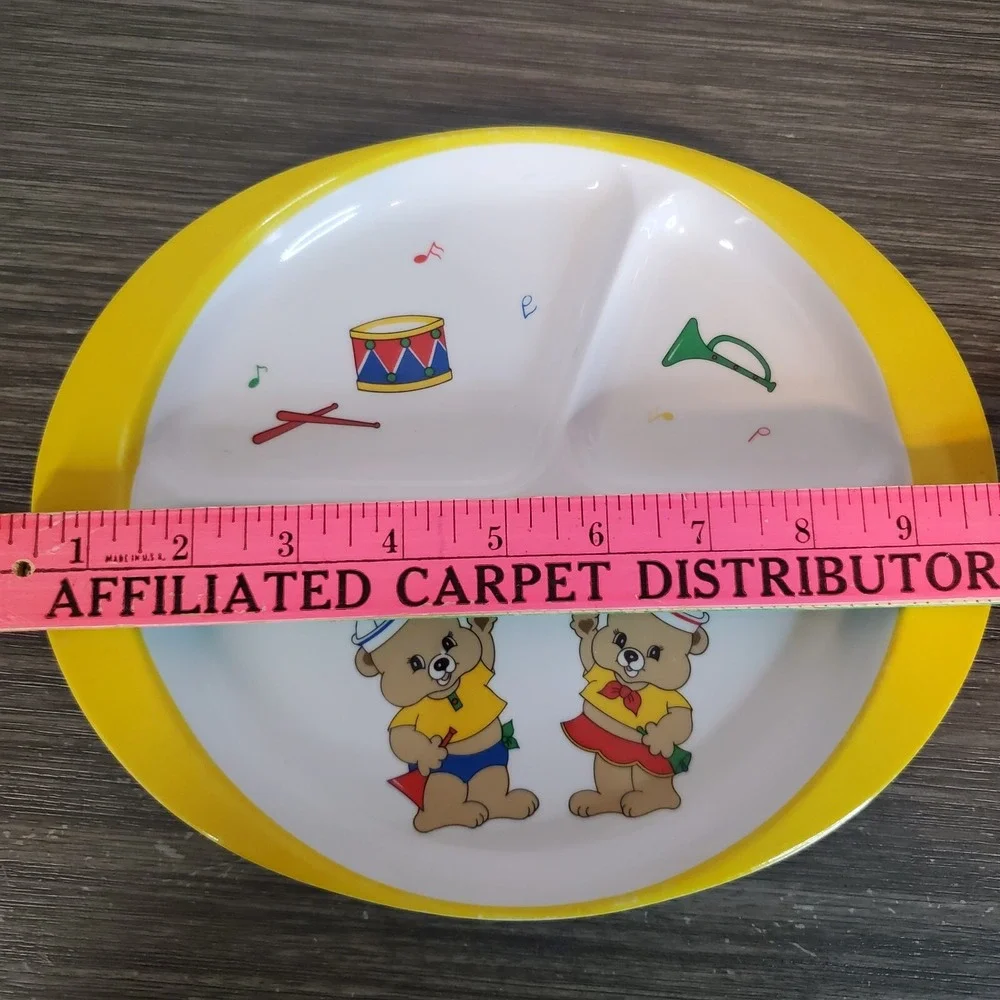 Melamine‎ Child Plate Divided Dish Oval Teddy Bears - Musical Theme Toddler
